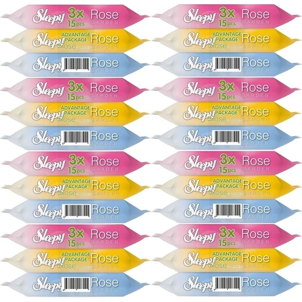 Sleepy Islak Havlu Cep Mendil 15 Yaprak (24 Lü Set) Rose/Garden (8PK*3) 360 Yaprak ürün görseli 1