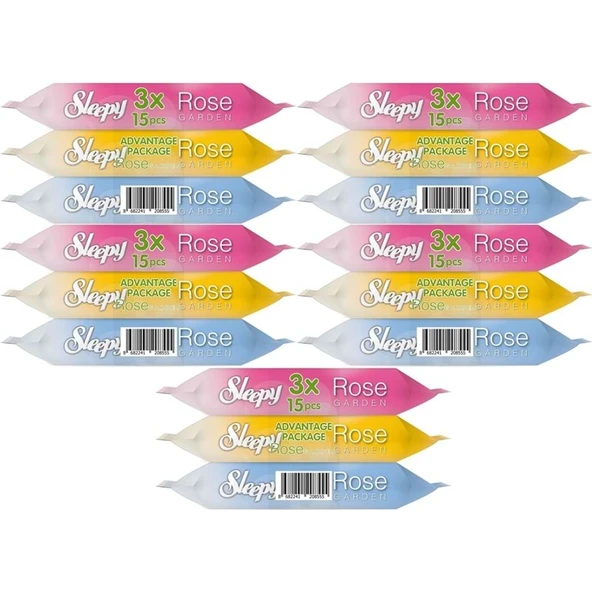 Sleepy Islak Havlu Cep Mendil 15 Yaprak (15 Li Set) Travel Pk Rose/Garden (5PK*3) 225 Yaprak ürün görseli 1