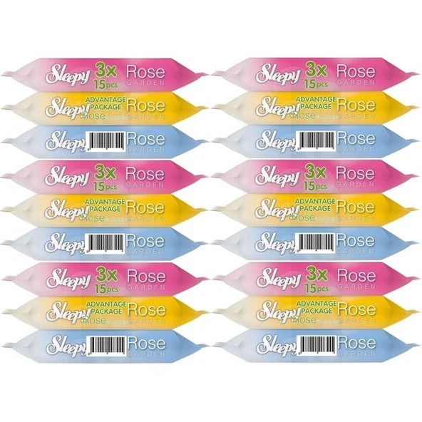 Sleepy Islak Havlu Cep Mendil 15 Yaprak (18 Li Set) Rose/Garden (6PK*3) 270 Yaprak ürün görseli 1