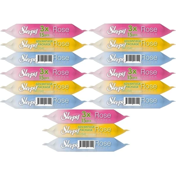 Sleepy Islak Havlu Cep Mendil 15 Yaprak (15 Li Set) Rose/Garden (5PK*3) 225 Yaprak ürün görseli 1