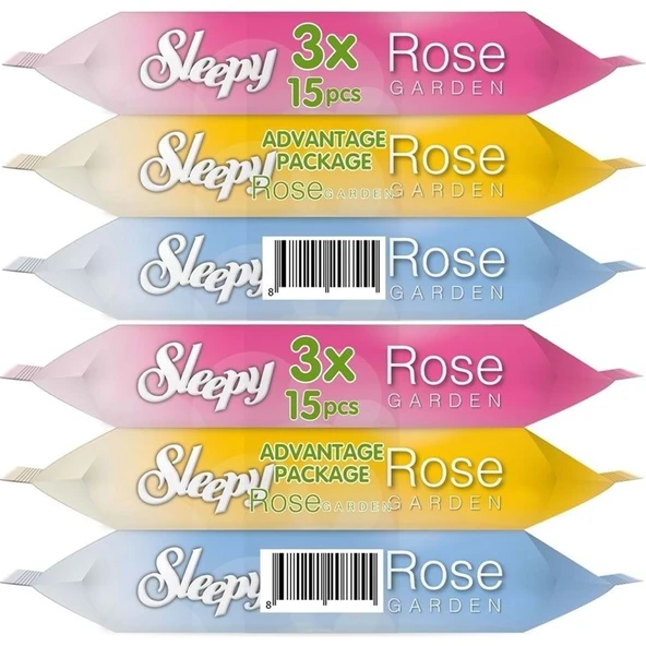Sleepy Islak Havlu Cep Mendil 15 Yaprak (6 Lı Set) Rose/Garden (2PK*3) 90 Yaprak ürün görseli 1