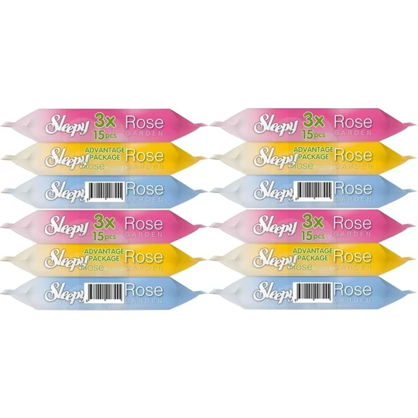 Sleepy Islak Havlu Cep Mendil 15 Yaprak (12 Li Set) Rose/Garden (4PK*3) 180 Yaprak ürün görseli 1