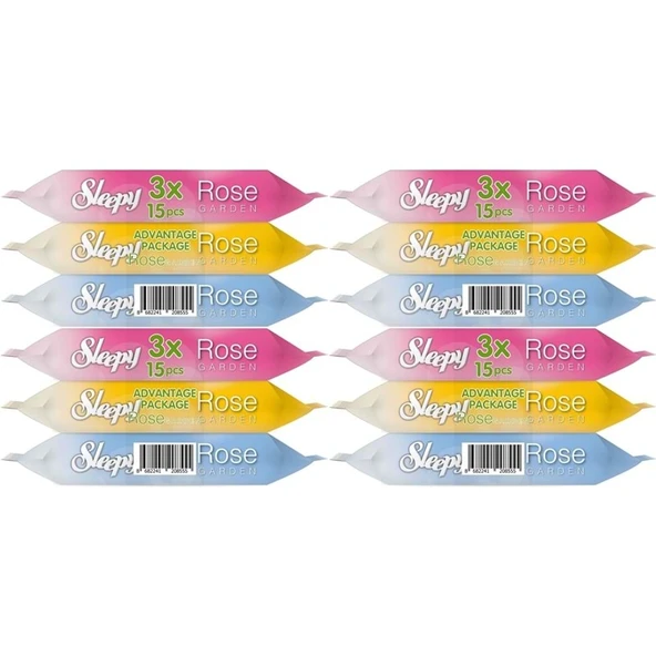 Sleepy Islak Havlu Cep Mendil 15 Yaprak (12 Li Set) Travel Pk Rose/Garden (4PK*3) 180 Yaprak ürün görseli 1