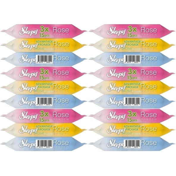 Sleepy Islak Havlu Cep Mendil 15 Yaprak (18 Li Set) Travel Pk Rose/Garden (6PK*3) 270 Yaprak ürün görseli 1