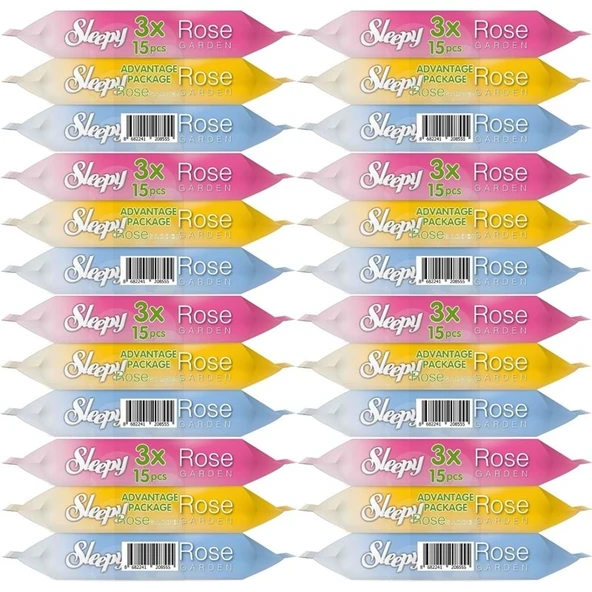 Sleepy Islak Havlu Cep Mendil 15 Yaprak (24 Lü Set) Travel Pk Rose/Garden (8PK*3) 360 Yaprak ürün görseli 1