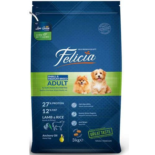 Felicia Adult Small & Medium Kuzulu Pirinçli Köpek Maması 3 kg ürün görseli 1