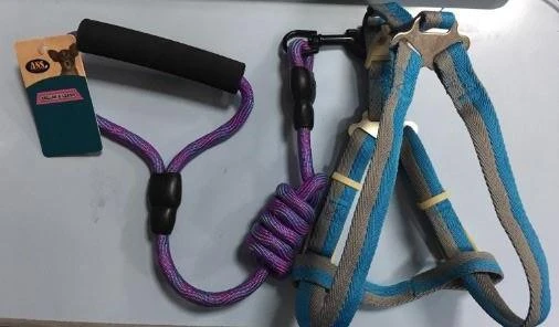 ANS Fosforlu Köpek Yumuşak Bel Tasması Takımı Mavi Gri 15-25 Kg Köpeklere ürün görseli 1