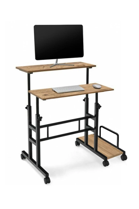 servetavcı Yükseklik Ayarlı Bilgisayar/Laptop Ve Çalışma Masası - Atlantik Çam 80X60 (Tekerli Ve Kasalıklı) ürün görseli 1