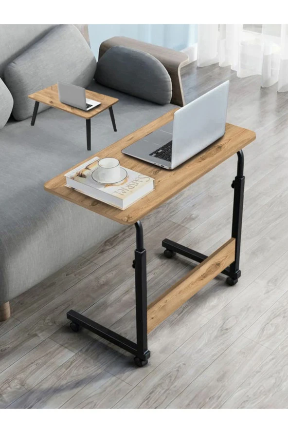 servetavcı Çift Kullanımlı Yükseklik Ayarlı Laptop Sehpası Ve Çalışma Masası - Atlantik Çam (Tekerli) ürün görseli 1