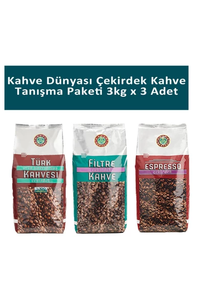 Kahve Dünyası Çekirdek Kahve Tanışma Paketi 1 kg x 3 Adet ürün görseli 1