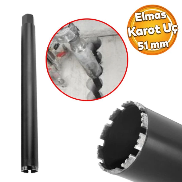 Elmas Karot Ucu 51 mm Shun Beton Zemin Duvar Delme Delik Açma Panç Aparat Uç Deprem Numune Al Test ürün görseli 1