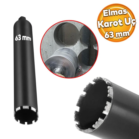 Elmas Karot Ucu 63 mm Shun Beton Zemin Duvar Delme Delik Açma Panç Aparat Uç Deprem Numune Al Test ürün görseli 1
