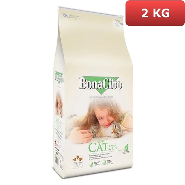 BonaCibo Adult Cat Lamb Rice Kuzulu Kedi Maması 2 kg ürün görseli 1