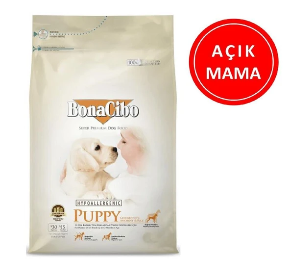Bonacibo Puppy Tavuklu ve Balıklı Yavru Köpek Maması 1 kg AÇIK ürün görseli 1