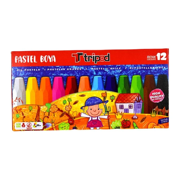 Tripod Pastel Boya 12 Renk P-8021 ürün görseli 1