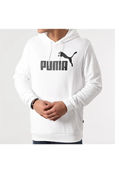 Puma Ess Big Logo Hoodie - Erkek Beyaz Kapüşonlu Sweatshirt - 586688 02 ürün görseli 1