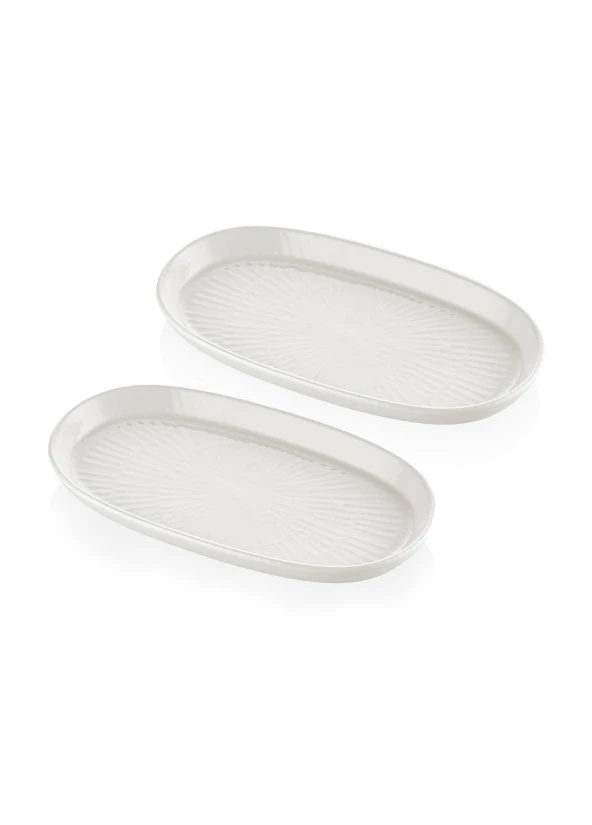 The Mia Noon Oval Servis 2li Krem 26 cm - Resim 3
