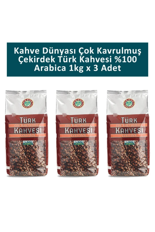 Kahve Dünyası Çok Kavrulmuş Türk Kahvesi 1 kg x 3 Adet ürün görseli 1