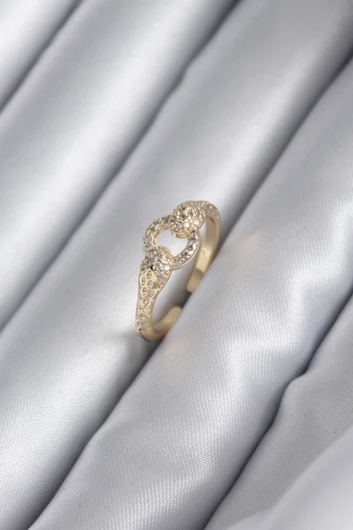 Pirinç Gold Renk Zirkon Taşlı Yılan Model Kadın Yüzük TJ-BYK2923 ürün görseli 1
