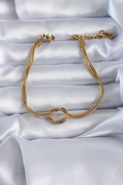 316L Çelik Gold Renk Düğüm Model Kadın Bileklik TJ-BB5584 ürün görseli 1