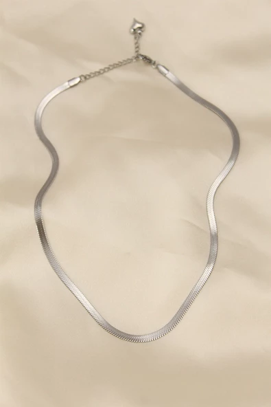 316L Çelik Silver Renk 45 cm İtalyan Zincir Model Kadın Kolye TJ-BKO5903 ürün görseli 1
