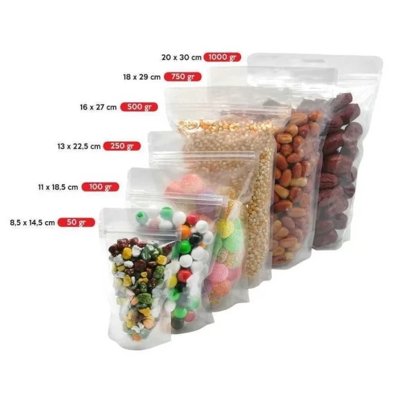 Şeffaf Doypack 16x27 cm - 100 Adet - Resim 2