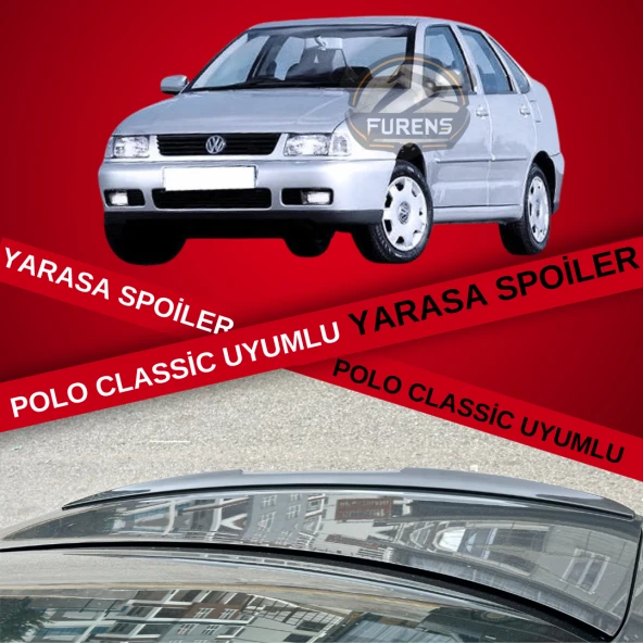Volkswagen Polo Classic Bagaj Üstü Slim Yarasa Spoiler Piano Black Parlak Siyah ürün görseli 1