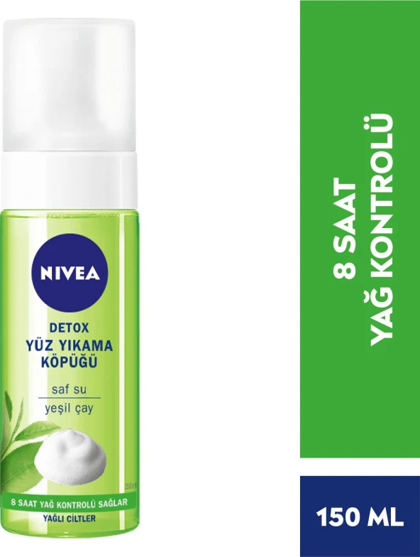 NIVEA Detox Yüz Yıkama Köpüğü Yağlı Ciltler 150ml Gözenek Arındırıcı Yeşil Çay ve Antioksidan içerir ürün görseli 1
