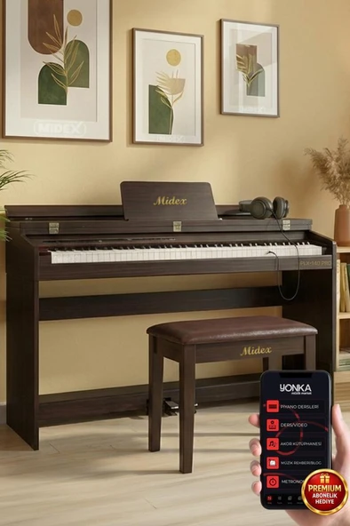 Midex PLX-140 PRO-SR Dijital Piyano Bluetooth Tuş Hassasiyeti 88 Tuşlu Kapaklı (Kulaklık ve Tabure) ürün görseli 1