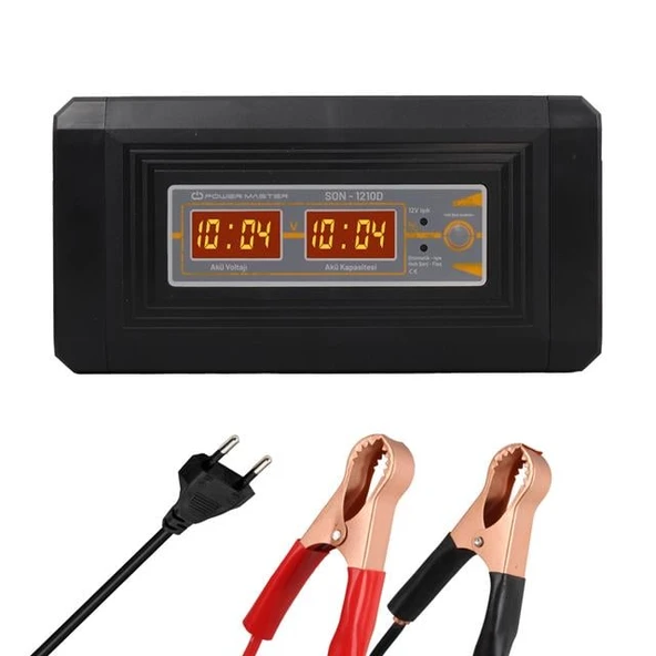 POWERMASTER SON-1210D 12 VOLT/24 VOLT - 10 AMPER DİGİTAL EKRANLI AKILLI KURU - ASİT - JEL AKÜ ŞARJ CİHAZI ürün görseli 1