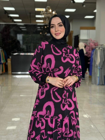Melike Kaan Elbise Pembe - Resim 2