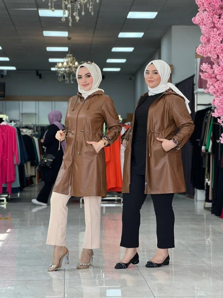 Kısa Deri Trenç Taba ürün görseli 1