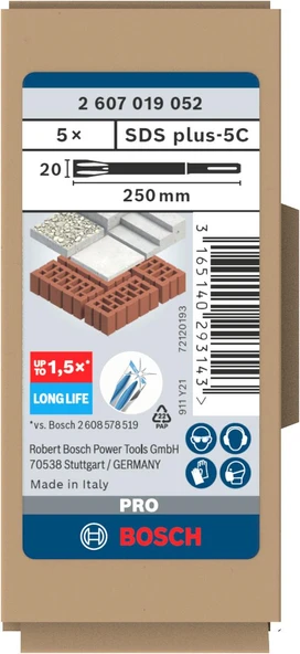 Bosch Yassı Keski SDS-Plus Longlife 250*20 mm 5'li ürün görseli 1