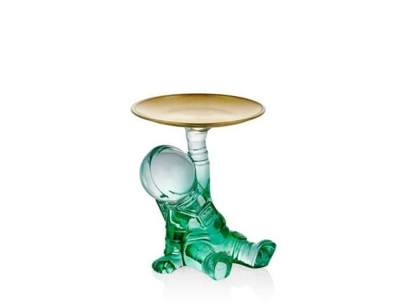 LAMEDORE ASTRONAUT SERVING CLEAR RESIN GREEN 15*14*17 ürün görseli 1