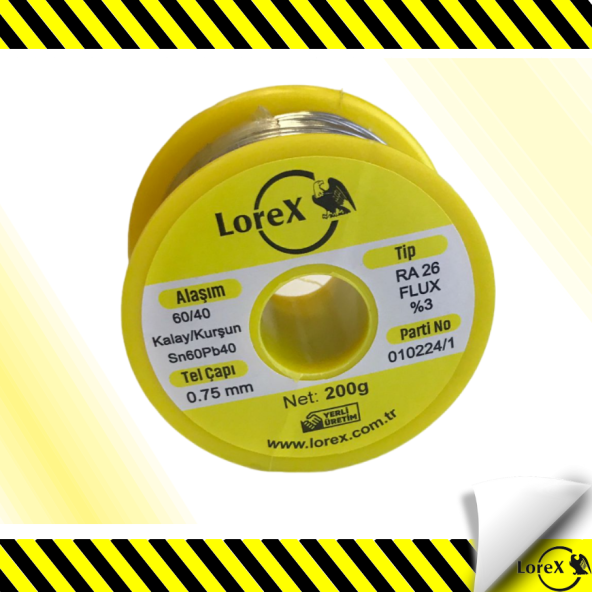 LOREX LR-SL200 Lehim Teli 0,75 mm  200gr   %60 Kalay / %40 Kurşun ürün görseli 1