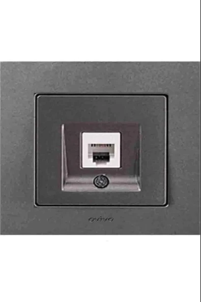 Ovivo - Grano Nümeris Telefon Prizi Mekanizma+Çerçeve (Füme) 600-000312-221 ürün görseli 1