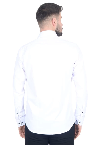 Cengiz İnler İtalyan Yaka Slim Fit Erkek Pamuk Gömlek ürün görseli 1