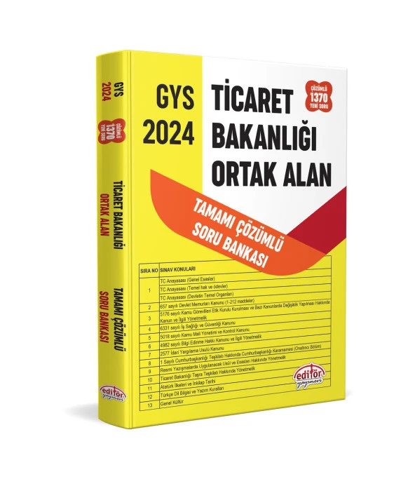 Editör 2024 GYS Ticaret Bakanlığı Tüm Kadrolar için Ortak Alan Soru Bankası Çözümlü Editör Yayınevi ürün görseli 1