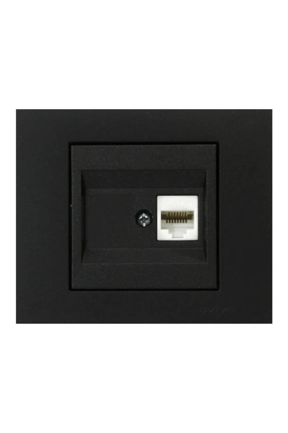 Ovivo - Grano Tekli Data Prizi RJ45+Boş Yuva Mekanizma+Çerçeve (Metalik Siyah) 600-000317-229 ürün görseli 1
