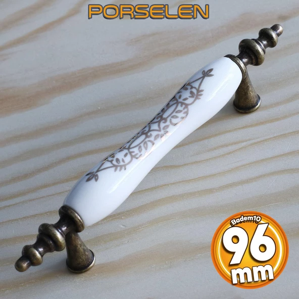 Gerçek Porselen Eskitme Antik Sarı 96 mm Mobilya Mutfak Çekmece Dolap Dolabı Kulpu Kulbu Kulpları ürün görseli 1