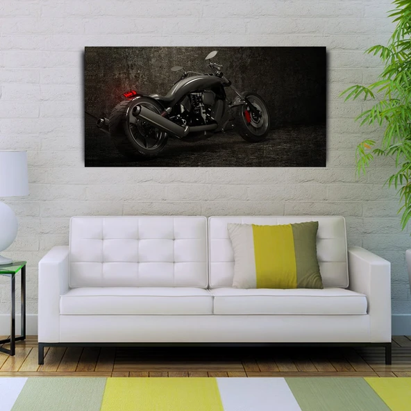 Siyah Motorsiklet Canvas Tablo 60x120 - Resim 3