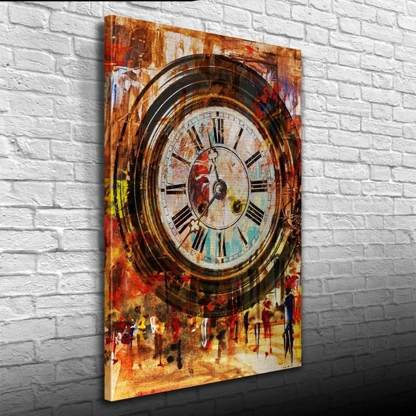 Duvar Saati , Pastel Renklerde Kanvas Tablo 50 x 70 ürün görseli 1