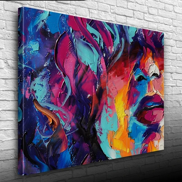 Soyut,  Renkli , Yağlıboya Dokulu Kanvas Tablo 50 x 70 ürün görseli 1