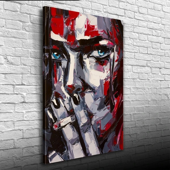 Dekoratif Yağlıboya Dokulu Kırmızı Gri Tonlarda Kadın Silueti Kanvas Tablo 50 x 70 ürün görseli 1