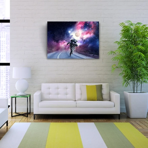 Yolda Koşan Astronot Kanvas Tablo 50 x 70 - Resim 2