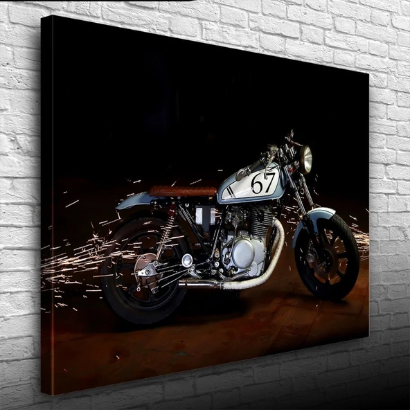Gri Klasik Naked Motosiklet Kanvas Tablo 50 x 70 ürün görseli 1