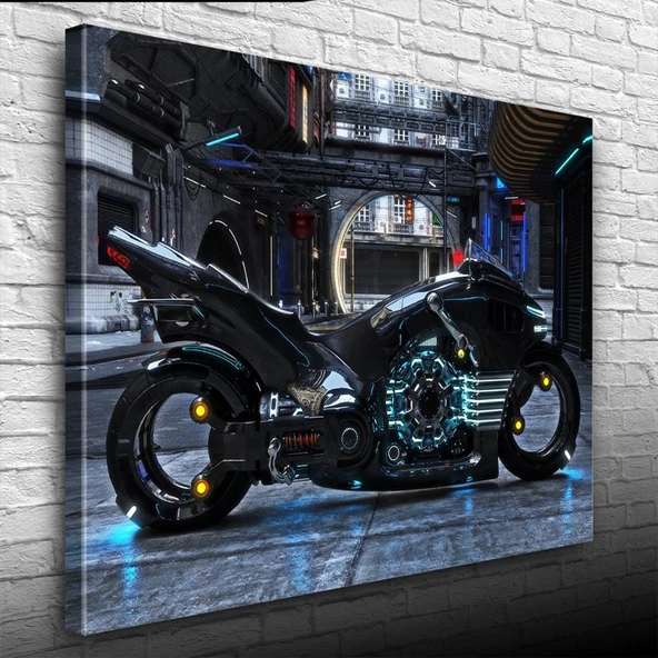 Siyah Futuristik Naked Motosiklet Kanvas Tablo 50 x 70 ürün görseli 1