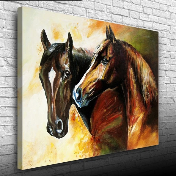 İki At Yağlıboya Kanvas Tablo 50 x 70 ürün görseli 1