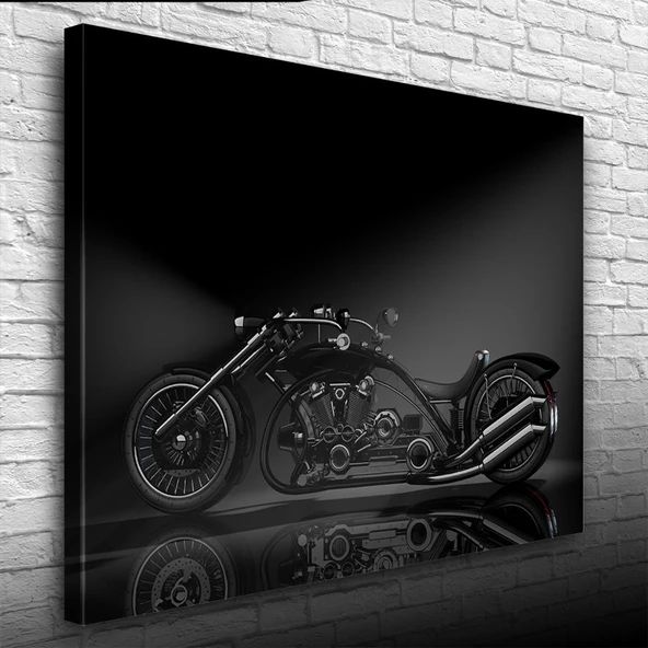 Siyah Futuristik Chopper Motosiklet Kanvas Tablo 50 x 70 ürün görseli 1