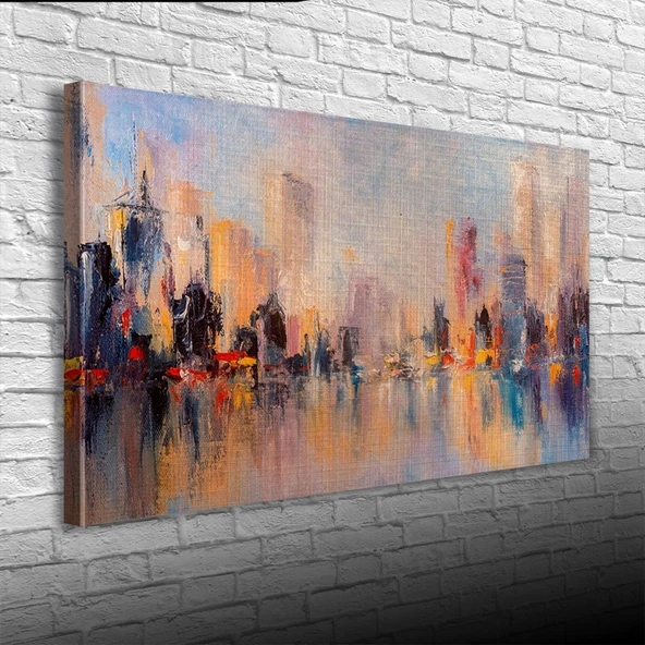 Suya aksetmiş Şehir Silueti Kanvas Tablo 60 x 120 ürün görseli 1